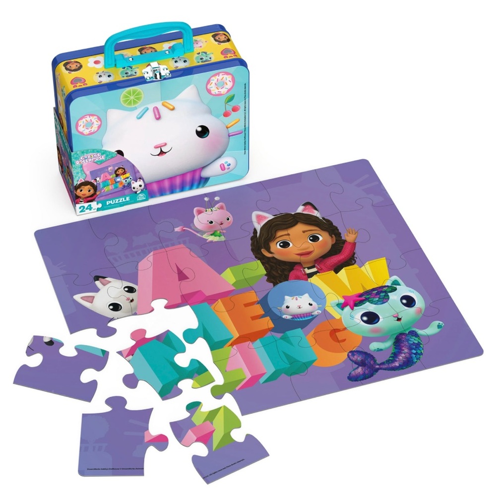 Dream works GABBY’S Dollhouse 24 piece puzzle and tin